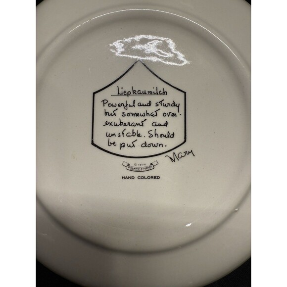 Set of 6 Delano Studio 1976 Humorous Hand Painted Wine Dessert plates 7.25" - Picture 10 of 16